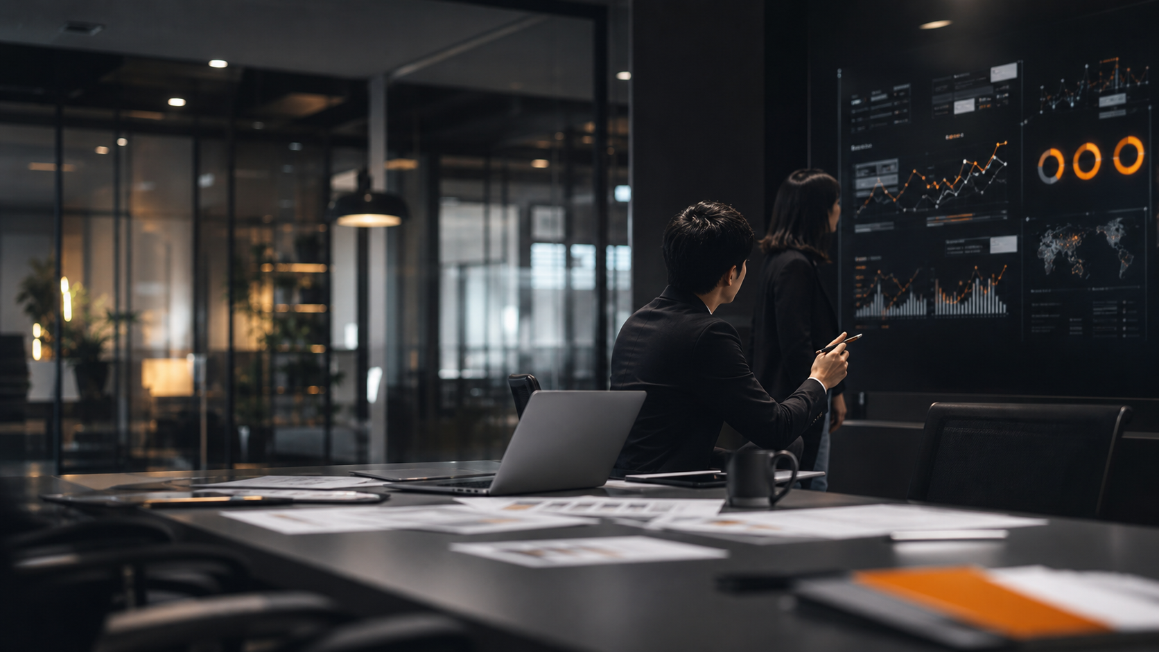 事業全体を見ながら施策を整理するBusiness職のイメージ
